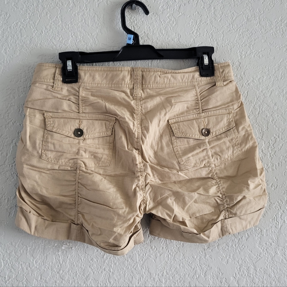 No Boundaries Vintage Ruched Cargo Shorts Tan/ Beige Juniors Sz 7 - Picture 4 of 10